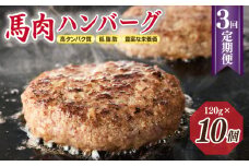 【定期便】 桜文 馬肉ハンバーグ 120ｇ×10個 全3回 【毎月配送コース】