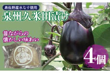 泉州特産 水なす ぬか漬け 4個【泉州久米田漬け 水茄子 なす 旬 野菜 おつまみ 訳あり サイズ不揃い】
