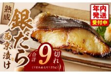 【年内発送】銀鱈 西京漬け 120g×9切れ【厚切り 小分け 熟成 銀だら ぎんだら ギンダラ 海産物 魚 惣菜 西京焼き 味噌 お酒のあて 訳あり サイズ不揃い 家計応援 切り落とし】