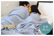 【スピード発送】“熟睡を追求した”泉州南部織/ハニカム織 シングルケット 2枚（ダスティブルー）