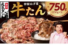 【年内発送】ねぎ塩 牛たん 750g 小分け 250g×3【牛タン 牛肉 焼肉用 薄切り 訳あり サイズ不揃い】