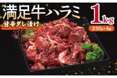 【満足牛ハラミ】甘辛タレ漬け 合計1kg 【味付け ハラミ 小分け 焼くだけ 簡単調理 BBQ 牛肉 250g×4P】