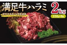 【満足牛ハラミ】オリジナルスパイス仕込み 合計2kg 【味付け ハラミ 小分け 焼くだけ 簡単調理 BBQ 牛肉 250g×8P】