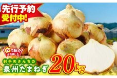 【先行予約】射手矢さんちの泉州たまねぎ 20kg【玉ねぎ タマネギ 玉葱 甘い 野菜 国産 期間限定 オニオン スライス サラダ カレー シチュー バーベキュー BBQ 肉じゃが TVで紹介！】