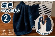 濃色カラー バスタオル 2枚（ネイビー）【泉州タオル 国産 吸水 普段使い シンプル 日用品 家族 ファミリー】
