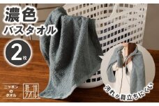 濃色カラー バスタオル 2枚（グレー）【泉州タオル 国産 吸水 普段使い シンプル 日用品 家族 ファミリー】