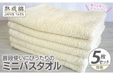 普段使いにぴったりのミニバスタオル 5枚【黄肌色 泉州タオル 高品質 綿100％ 日本製 国産 単色 シンプル】