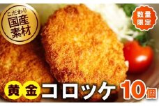 国産素材100％ 手作りコロッケ 合計10個【黄金 無添加 国産 惣菜 おやつ おつまみ お弁当 三代目コロッケ】