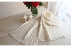 『Noble Fibre』100％カシミヤ・マフラー オーガニックホワイト（織り柄）