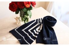 『Noble Fibre』100％カシミヤ・マフラー ダークネイビーインターシャ