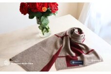 『Noble Fibre』100％カシミヤ・マフラー ワインインターシャ