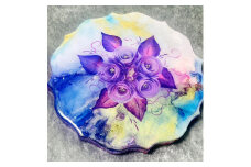 [一点限り] トールペイント (レジン絵画) ウッド使用【薔薇の絵／0002】お部屋のインテリアにも！[0435]