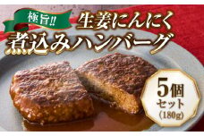 極旨！生姜にんにく煮込みハンバーグ（180g）5個セット ハンバーグ フレンチ 冷凍 牛肉 大容量 送料無料 洋食 ハンバーグ はんばーぐ 冷凍 人気 手軽 冷凍 おかず 肉 おすすめ ハンバーグ お得 ハンバーグステーキ 味付ハンバーグ 河内長野 河内長野市 グルメハウス プシューケ ビストロ
