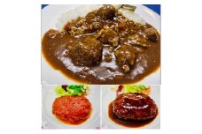 老舗フレンチの牛ヒレゴロゴロビーフカレー！と人気のハンバーグのセット