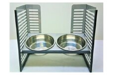 ペット食器台　M（中）シルバー　フードボール　2皿　犬　猫　ペット用品　4色展開
