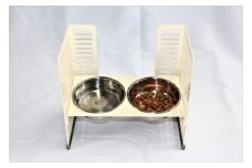 ペット食器台　M（中）クリーム　フードボール　2皿　犬　猫　ペット用品　4色展開