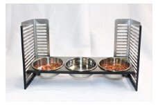 ペット食器台　Ｌ（大）フードボール　シルバー　3皿　犬　猫　ペット用品　4色展開　