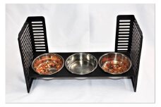 ペット食器台　Ｌ（大）フードボール　ブラック　3皿　犬　猫　ペット用品　4色展開　