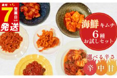 辛口 キムチ 6種 詰め合わせ 食べ比べ 小分け 白菜 長芋 たこ するめ チャンジャ らっきょ アソート バラエティーセット ごはんのお供 ピリ辛 お米 ごはん ビール 酒 おつまみ 漬物 いか 昆布 国産 りんご 桃 果物 魚 海鮮 野菜 BBQ 焼肉 惣菜 キムチ鍋 キムチチャーハン お試し 大阪府 松原市