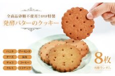 砂糖不使用 発酵バターのクッキー 8枚 バニラ アーモンド チョコ コーヒー チーズ 抹茶 クルミ ココナッツ ランダム 贈答 お土産 おみやげ 贈り物 ギフト プレゼント お祝い メープルシロップ 果糖 使用 焼き菓子 洋菓子