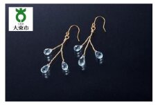 ブルートパーズ「金張ピアス」Ｋ１４ＧＦ