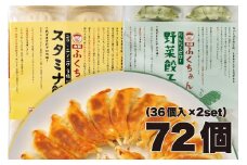 【大阪名物】大阪ふくちぁん　野菜餃子 冷凍生餃子×スタミナ餃子冷凍生餃子 ［各36個入×2パック 計72個］