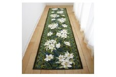 日本製廊下カーペット80cm×240cm＜ユリ柄＞滑り止め加工(グリーン)【1264364】