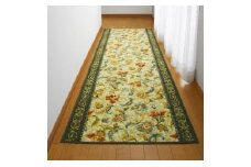 日本製 廊下カーペット 65cm×340cm ＜オリエンタル更紗＞滑り止め加工(グリーン)【1273141】