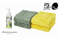 スーパーZEROフェイスタオルミモザカラー4枚&ミアミモザハンドクリーンジェル(100mL)セット【1503200】