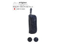 ＜キーケース＞クロコエンボスレザー 本革 4連タイプ ワニ革模様 型押し＜apo-16ec-NV＞【1291557】