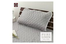 ＜Mサイズ 43×63cm＞艶やかリネン100%枕パッド1枚 グレー LIN-4363-GY【1421149】