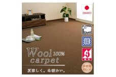 ＜江戸間10畳＞ふんわりウール100%カーペット ブラウン(W-3000 江戸間10畳BR)【1493263】