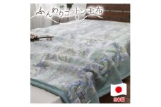 ＜シングルサイズ＞オールシーズンふんわりやわらか綿毛布 ブルー1枚   MO-110-BL【1506858】