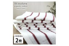 ＜バスタオル2枚組＞オーガニックコットンバスタオル(60×120cm) しまふわレッド【1518285】