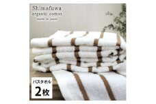 ＜バスタオル2枚組＞オーガニックコットンバスタオル(60×120cm) しまふわブラウン【1518292】