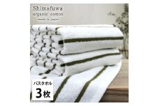 ＜バスタオル3枚組＞オーガニックコットンバスタオル(60×120cm) しまふわグリーン【1518299】