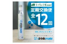 ＜毎月定期便＞ドリンクメイト アタッチメント付き 60Lシリンダー交換用全12回【4055924】