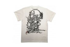 手描きTシャツ 仏画 毘沙門天 白 (半袖 XLサイズ)【1615040】
