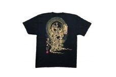 手描きTシャツ 仏画 毘沙門天 黒 (半袖 Sサイズ)【1615042】