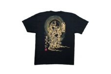 手描きTシャツ 仏画 毘沙門天 黒 (半袖 Mサイズ)【1615044】