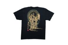手描きTシャツ 仏画 毘沙門天 黒 (半袖 XLサイズ)【1615047】