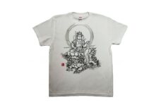 手描きTシャツ 仏画 文殊菩薩 白 (半袖 Sサイズ)【1615172】