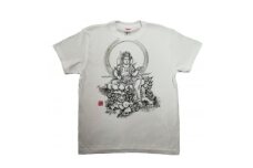 手描きTシャツ 仏画 文殊菩薩 白 (半袖 Lサイズ)【1615174】