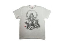 手描きTシャツ 仏画 文殊菩薩 白 (半袖 XLサイズ)【1615175】