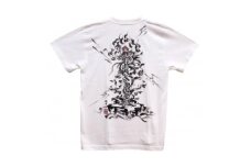 手描きTシャツ 仏画 倶利伽羅不動 白 (半袖 Mサイズ)【1615003】
