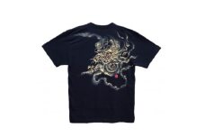 手描きTシャツ 日本画 龍神 黒 (半袖 Sサイズ)【1615186】