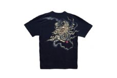 手描きTシャツ 日本画 龍神 黒 (半袖 Lサイズ)【1615188】