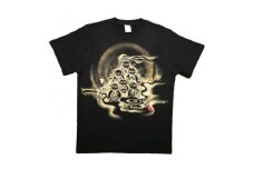 手描きTシャツ 仏画 六地蔵 黒 (半袖 Lサイズ)【1615577】