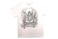 手描きTシャツ 仏画 弁財天 白 (半袖 Mサイズ)【1615615】