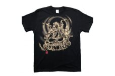 手描きTシャツ 仏画 弁財天 黒 (半袖 XLサイズ)【1615646】
